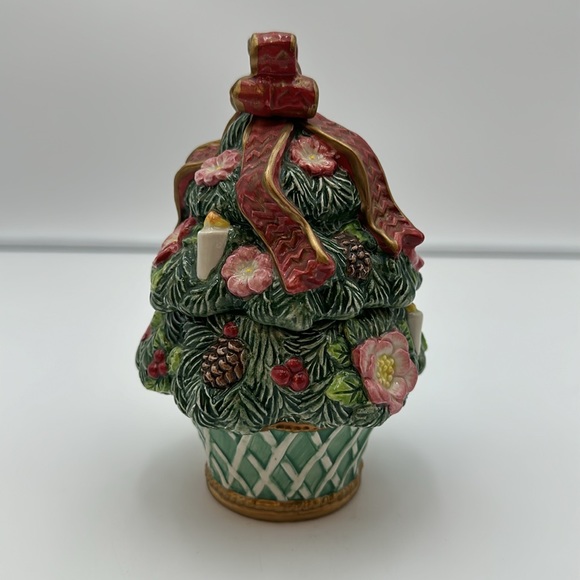 Vintage Fitz and Floyd Christmas Florentine Sugar Bowl w/ Lid 1996 Retired - Picture 2 of 16